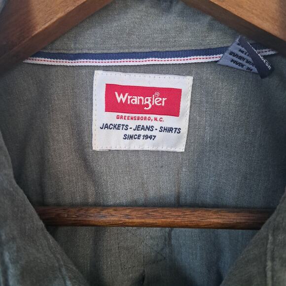 Wrangler Relaxed Fit Long Sleeve Woven Shirt Olive Night Heather Men's Large - Picture 4 of 8